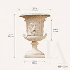 Classical Marble Lion Head Garden Urn | Architectural Stone Planter