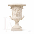 Classical Marble Lion Head Garden Urn | Architectural Stone Planter