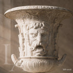 Classical Marble Lion Head Garden Urn | Architectural Stone Planter