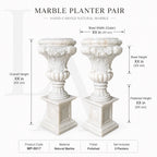 Classical Marble Garden Urn Pair | Hand-Carved European Stone Planters