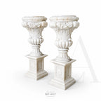 Classical Marble Garden Urn Pair | Hand-Carved European Stone Planters
