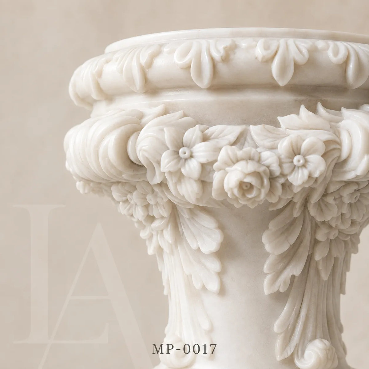 Classical Marble Garden Urn Pair | Hand-Carved European Stone Planters