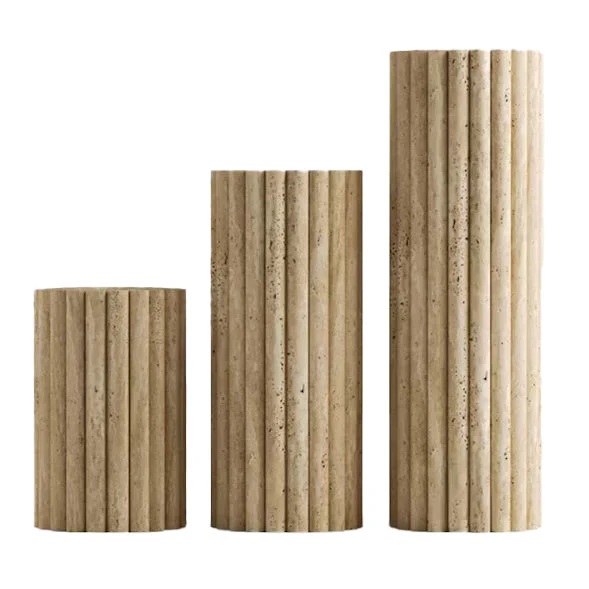 Travertine Fluted Pedestal Set of 3